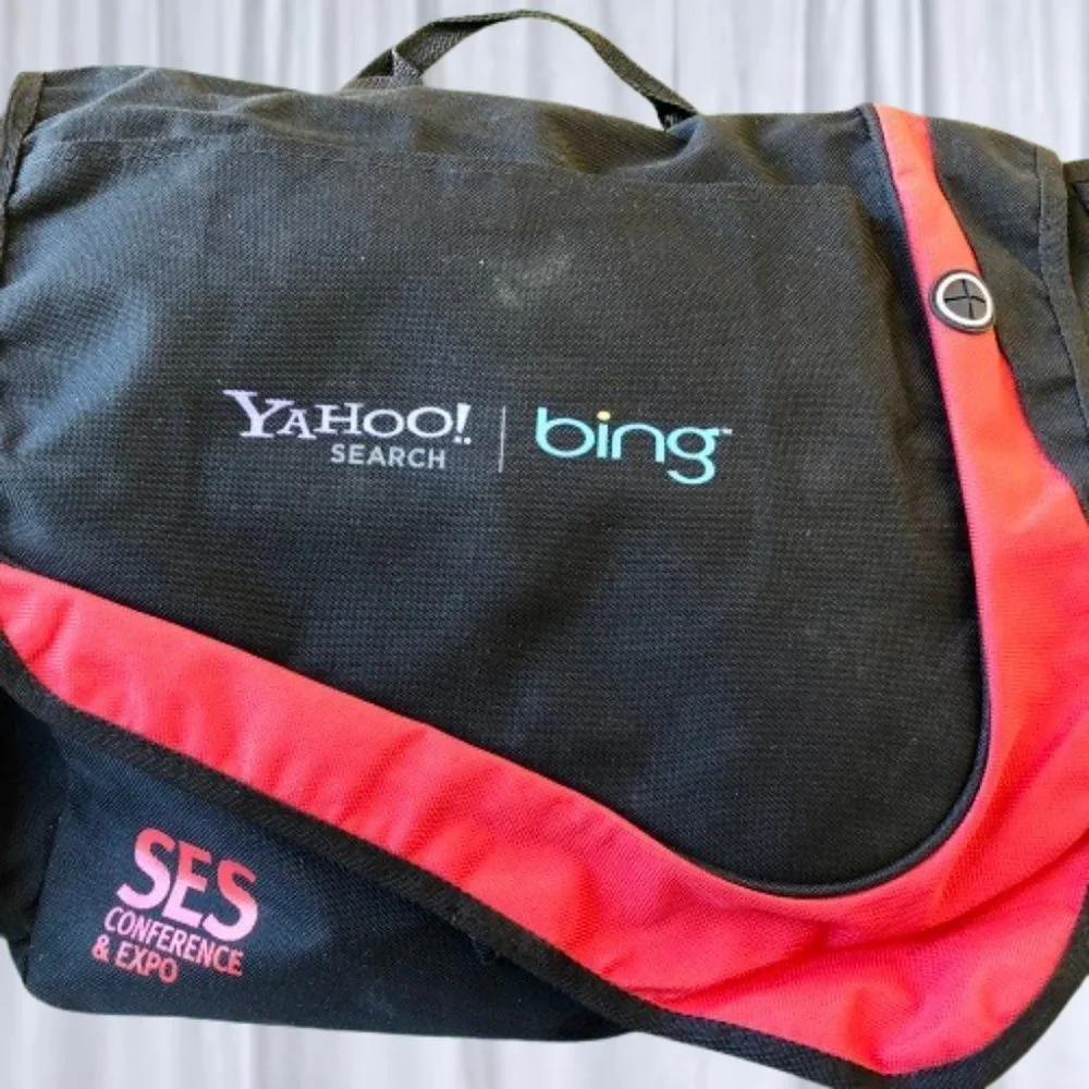Messenger Bag YAHOO! SEARCH + BING Logo Vintage Black